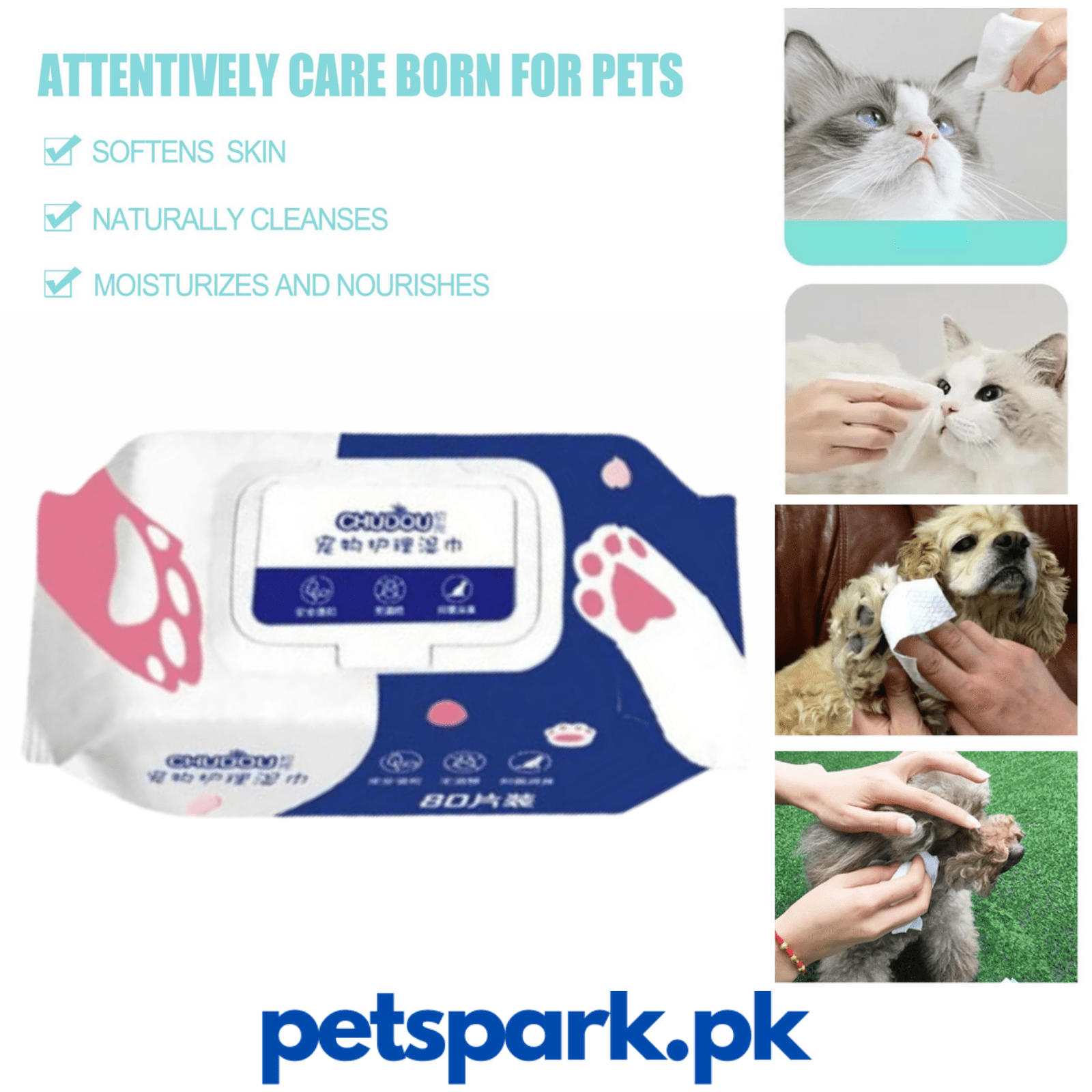 Cat/Dog Cleaning Wipes 80 Pieces pets-park-pk