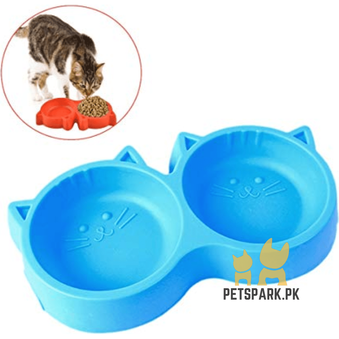 Cat Shape Double Bowl pets-park-pk
