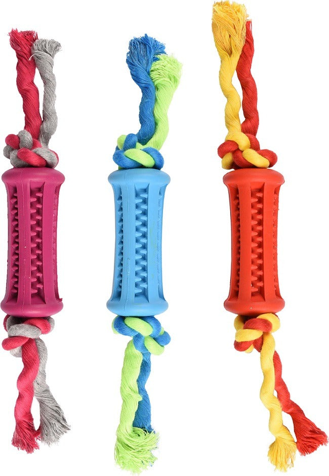 Dual-Texture Cotton Rope & Rubber Chew Toy – PetsPark.pk
