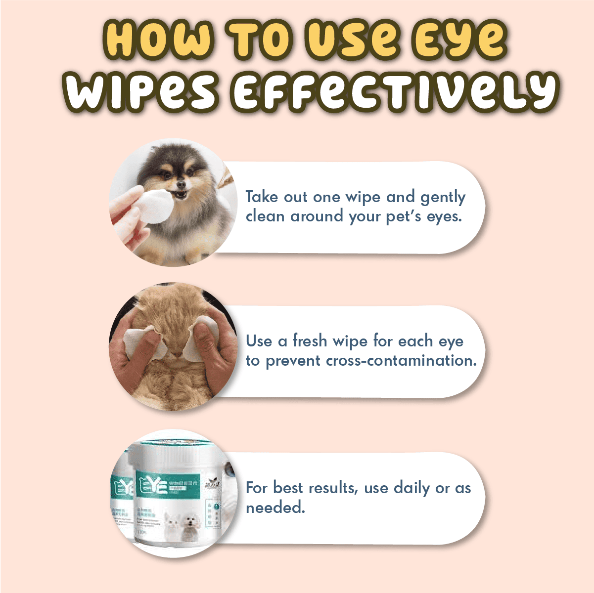 Best Quality Eye Cleaning Wipes for Cats & Dogs 100 Wipes Free Delivery pets-park-pk