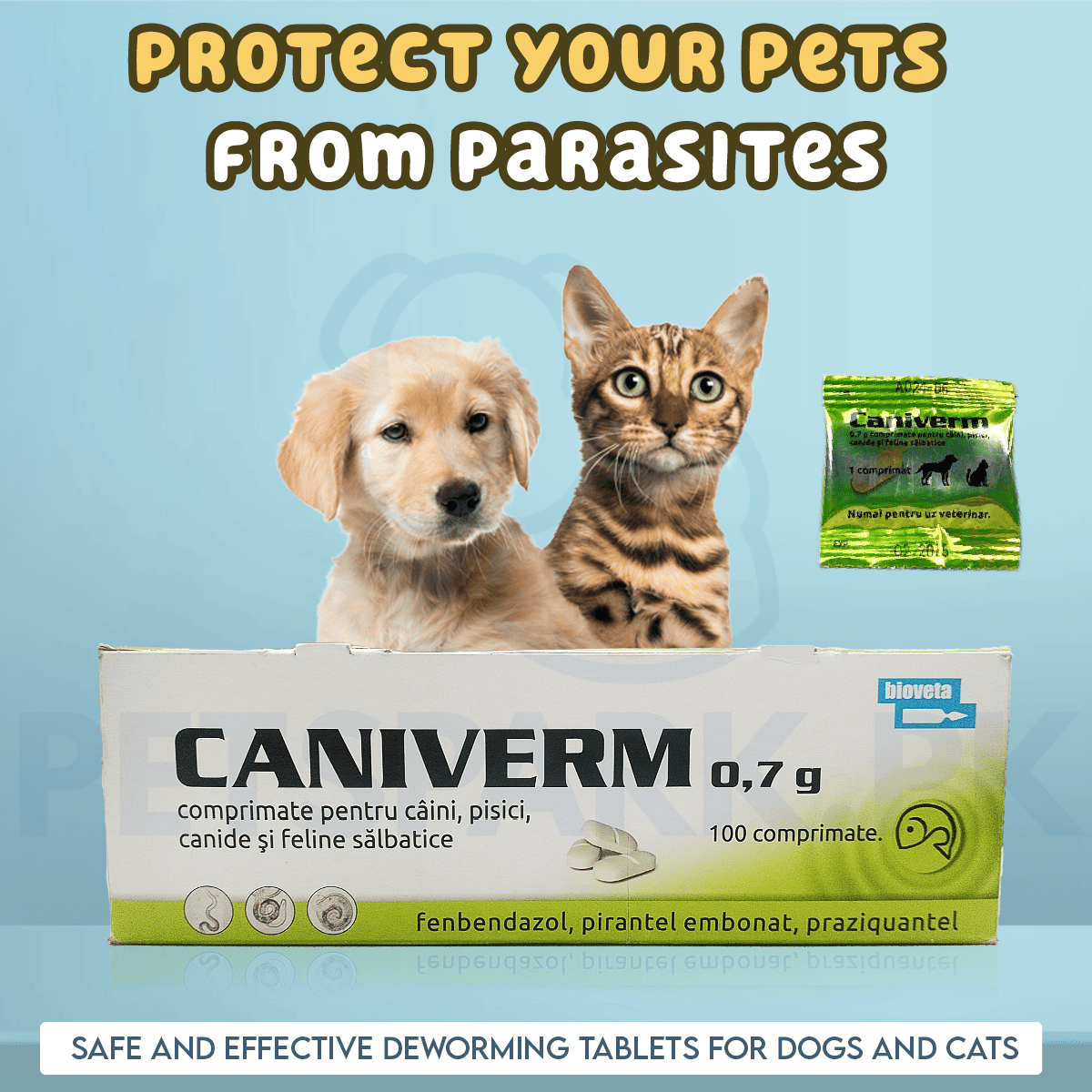 Caniverm Deworming Tablets for Cats & Dogs 01 Tablet pets-park-pk