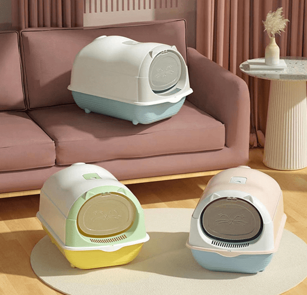 Cat Shape Colorful Covered Litter Box pets-park-pk