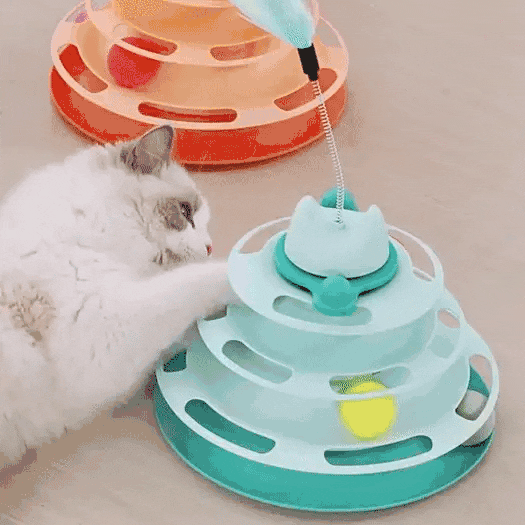 Cat Tower Toy Pet Cat Toy Funny Tower of Tracks Disc Cat Track Toy Training Intellectual Play Board Cat Ball Toy in Pakistan – Pets Park PK