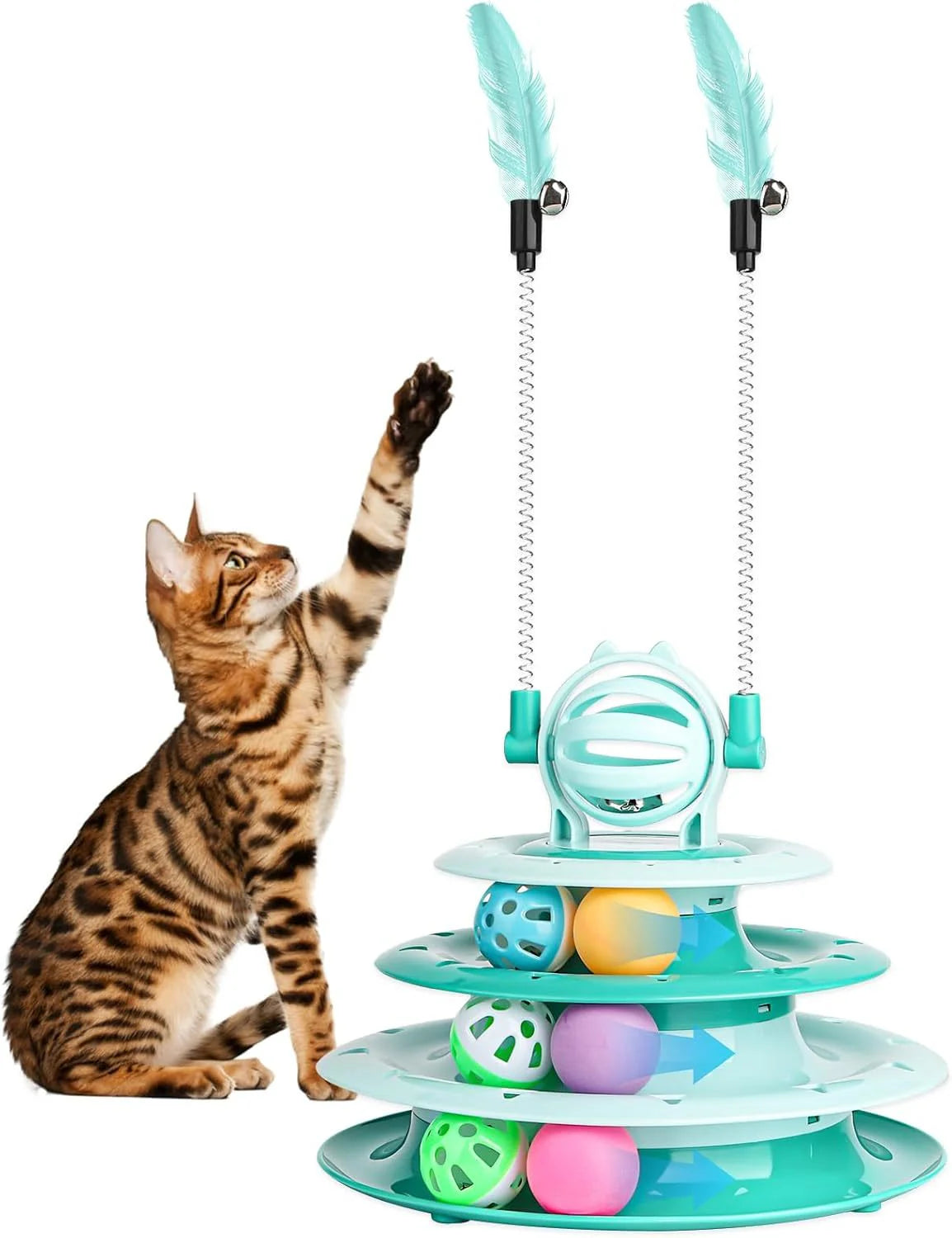 Cats Turntable Circle Track Toy with 2 Catnip Teaser Sticks pets-park-pk
