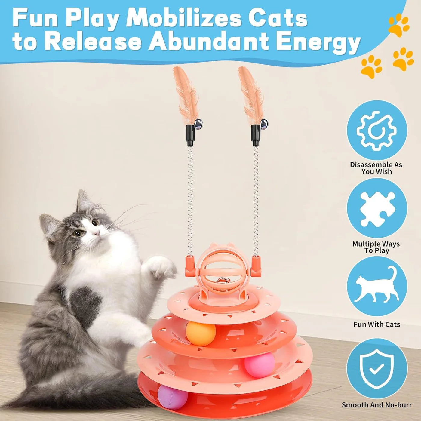 Cats Turntable Circle Track Toy with 2 Catnip Teaser Sticks pets-park-pk