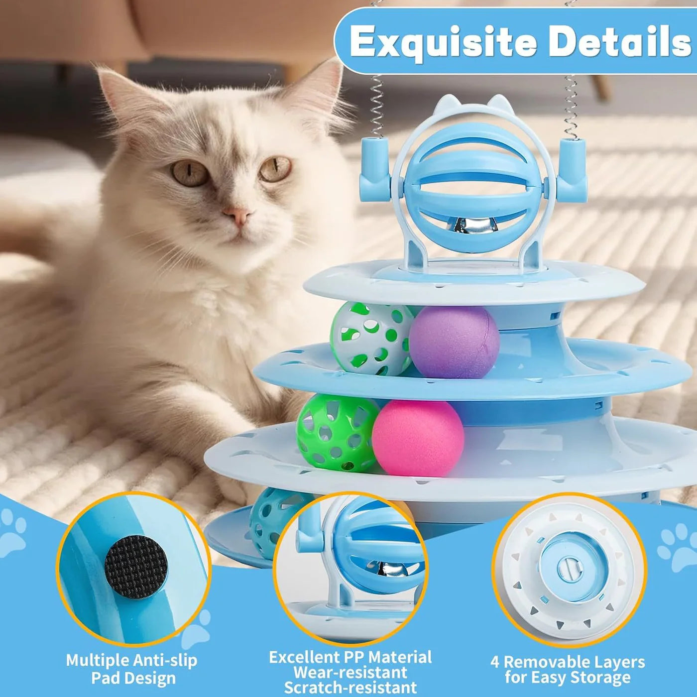 Cats Turntable Circle Track Toy with 2 Catnip Teaser Sticks pets-park-pk