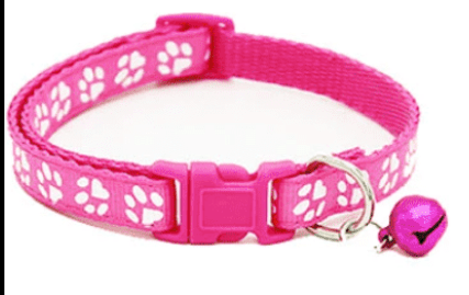 Cute Cat Printed Paws Collar with Bell Adjustable For Cats pets-park-pk