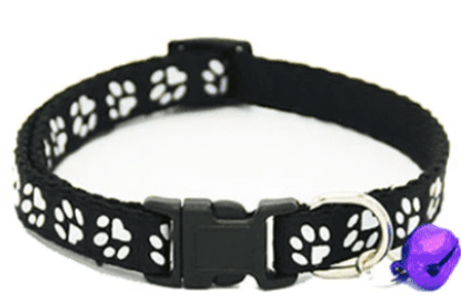 Cute Cat Printed Paws Collar with Bell Adjustable For Cats pets-park-pk