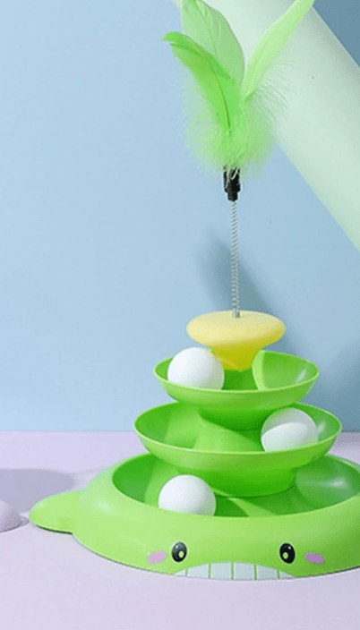 Four-Layer Space Tower With Feather Teaser Stick pets-park-pk