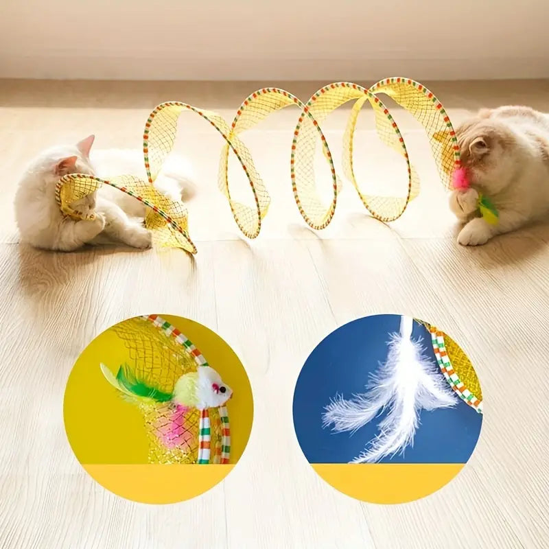 Foldable Cat Tunnel with Feather pets-park-pk