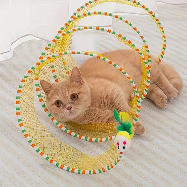 Large Size Foldable Cat Tunnel with Feather pets-park-pk