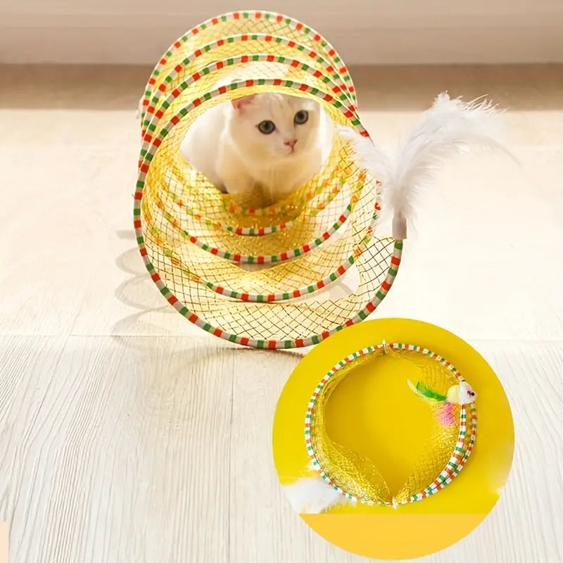 Foldable Cat Tunnel with Feather pets-park-pk