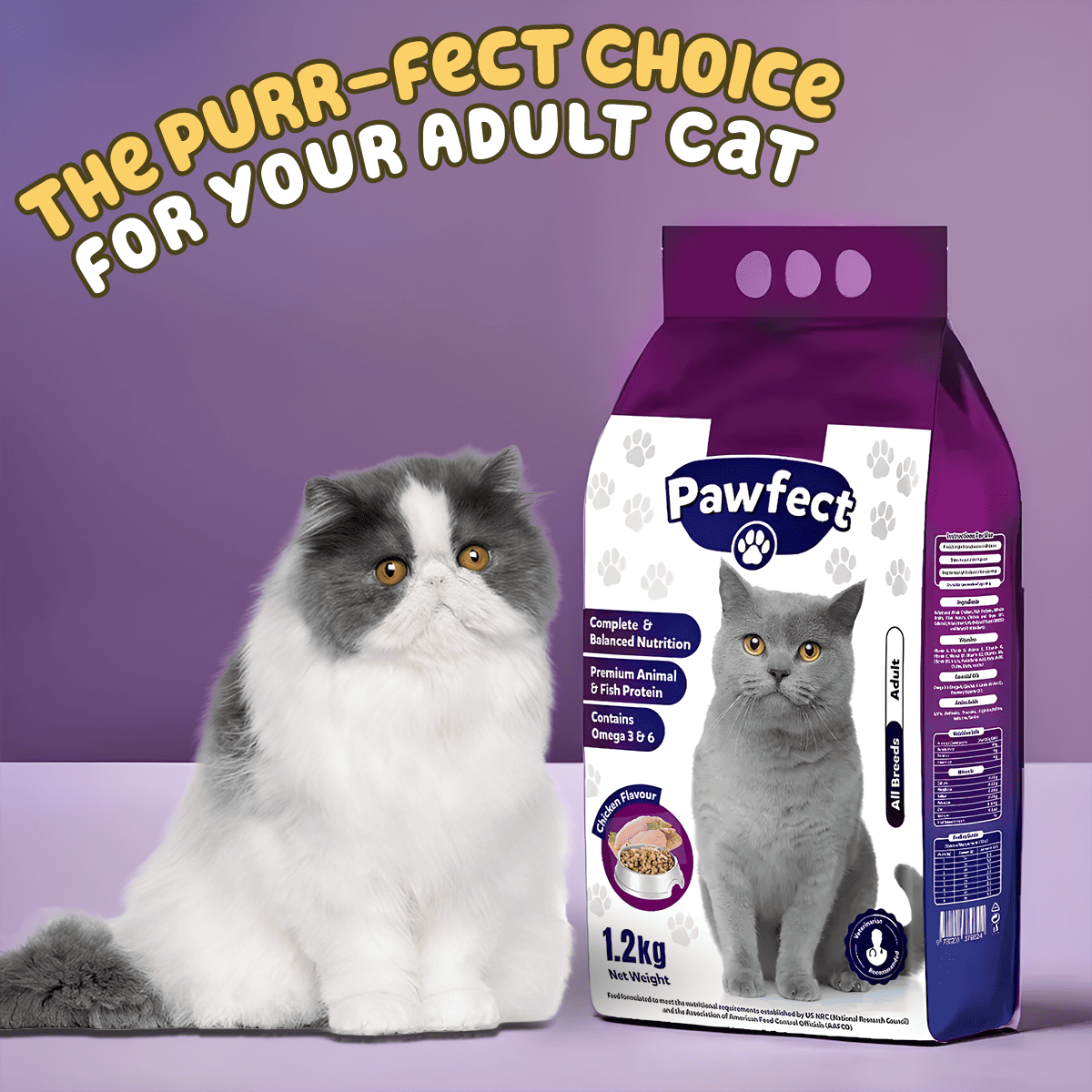 Pawfect Adult Cat Food 1.2 Kg - 1 Year and Above. pets-park-pk