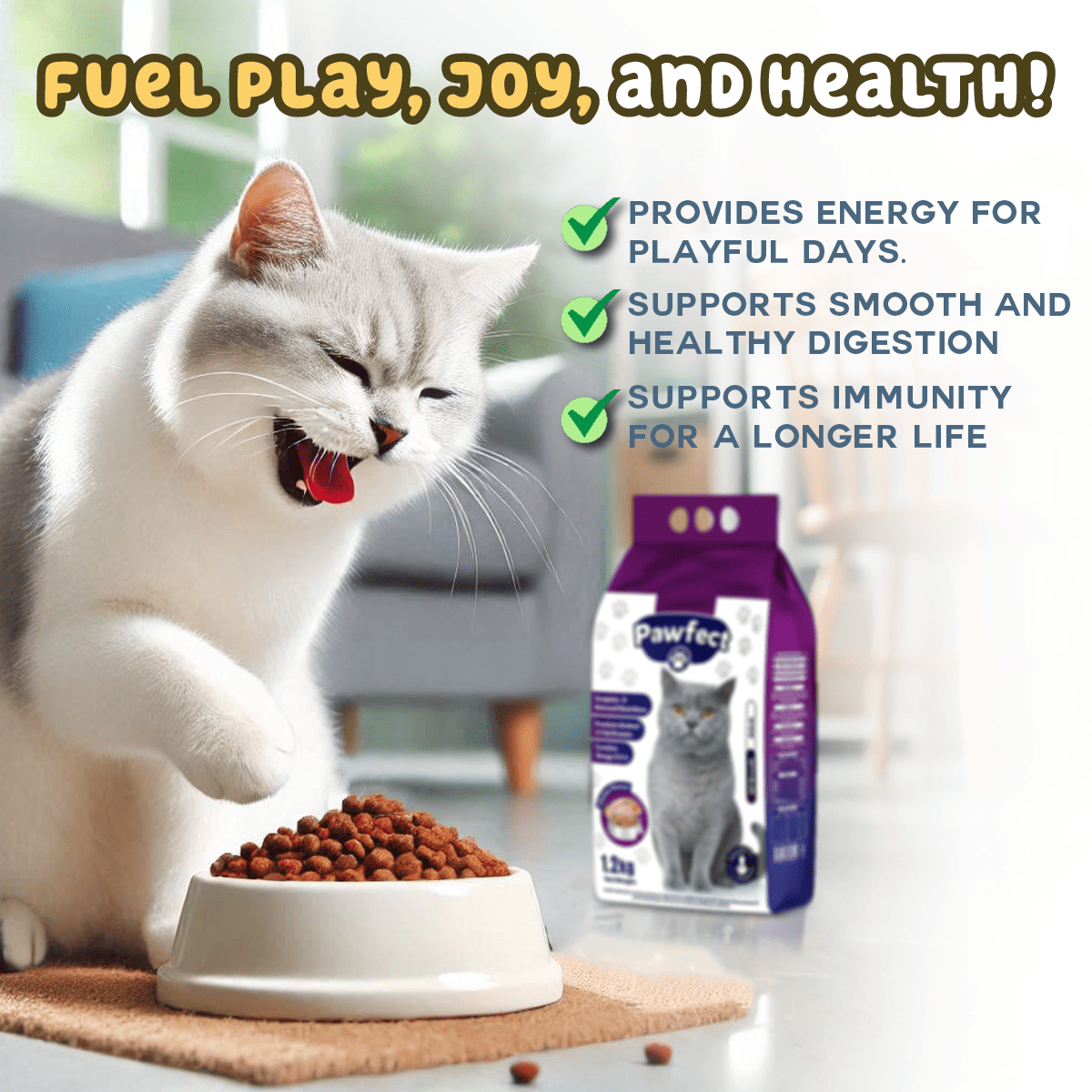 Pawfect Adult Cat Food 1.2 Kg - 1 Year and Above. pets-park-pk