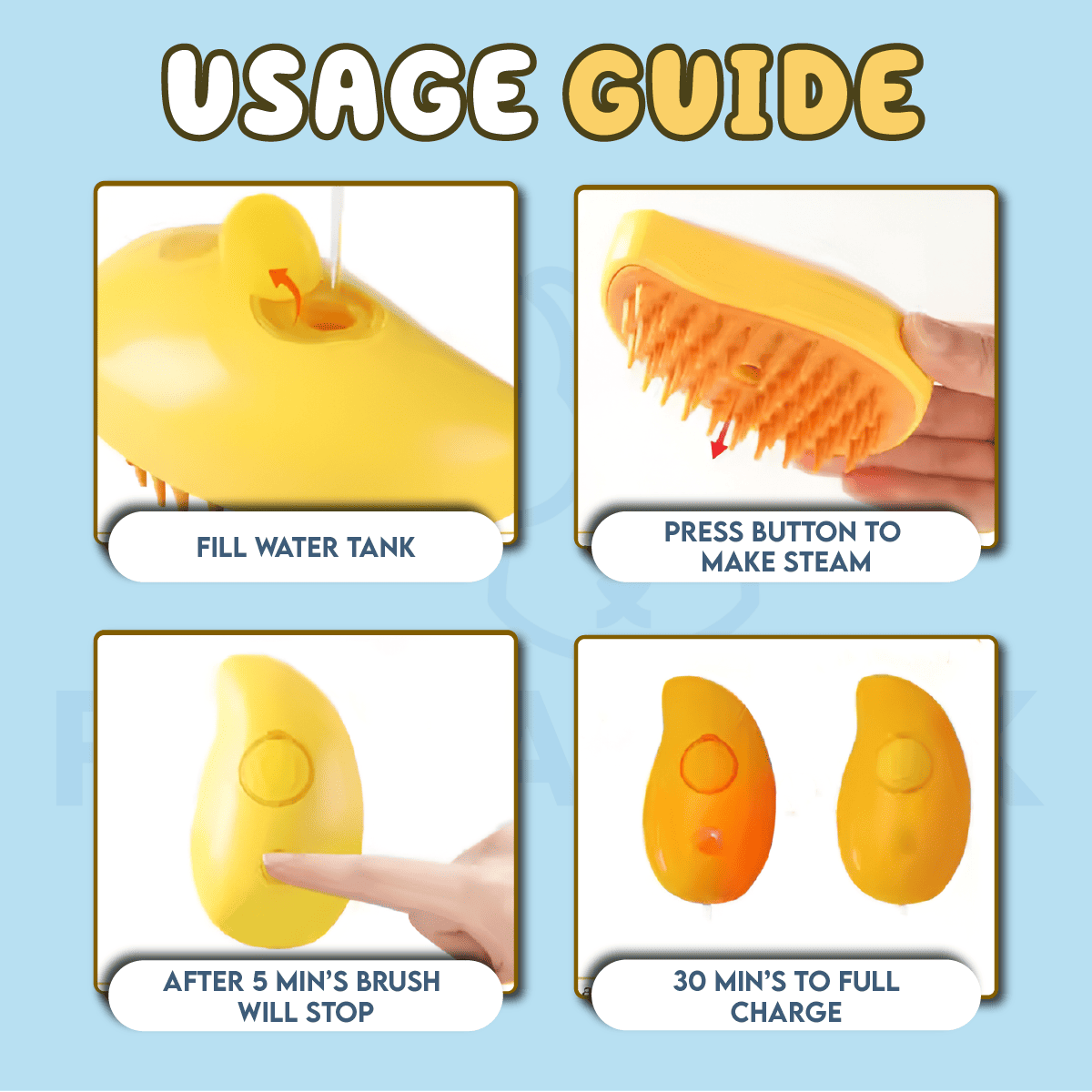 Pet Soft Steamy Brush for Removing Tangled And Loose Hair pets-park-pk