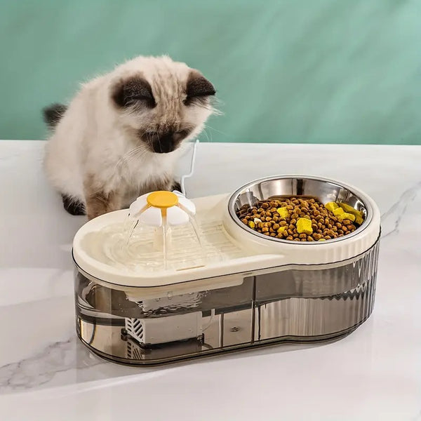 PetPure Cat Water Fountain With Elevated Food Bowl pets-park-pk