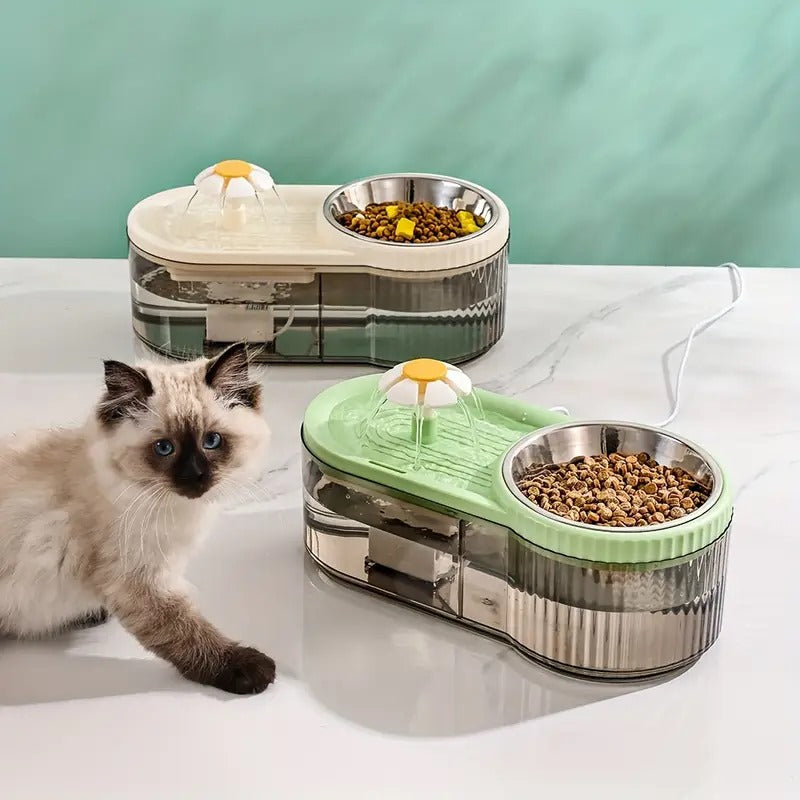 PetPure Cat Water Fountain With Elevated Food Bowl pets-park-pk