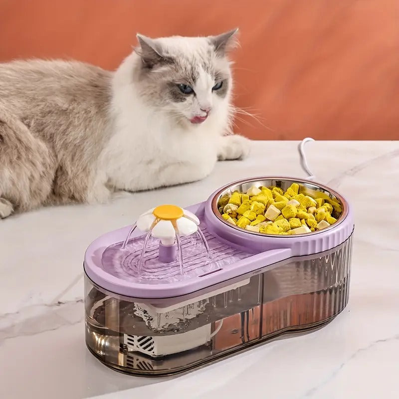 PetPure Cat Water Fountain With Elevated Food Bowl pets-park-pk