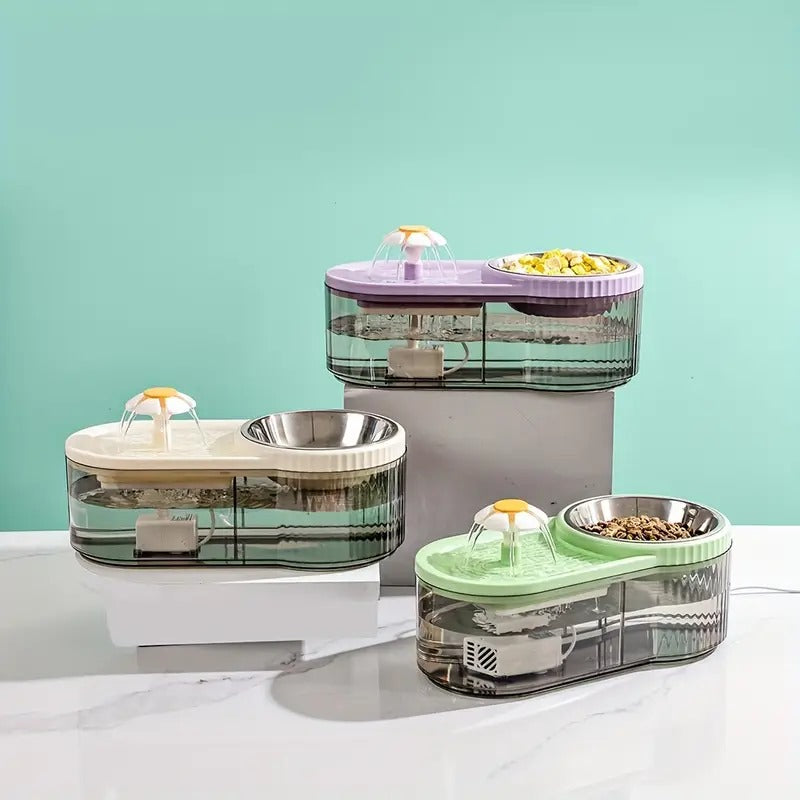 PetPure Cat Water Fountain With Elevated Food Bowl pets-park-pk