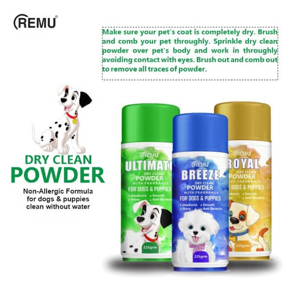 Remu Dog Dry Powder 225GM Dry Bath pets-park-pk