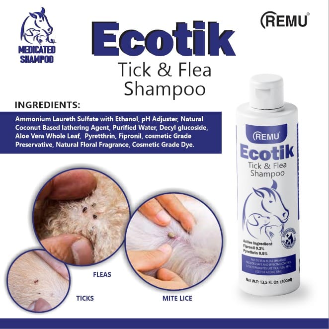 Remu - Ecotik Medicated Shampoo for Cats and Dogs pets-park-pk