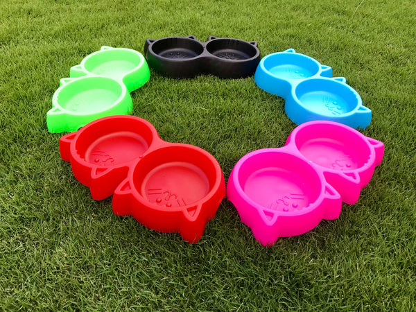 Cat Shape Double Bowl pets-park-pk