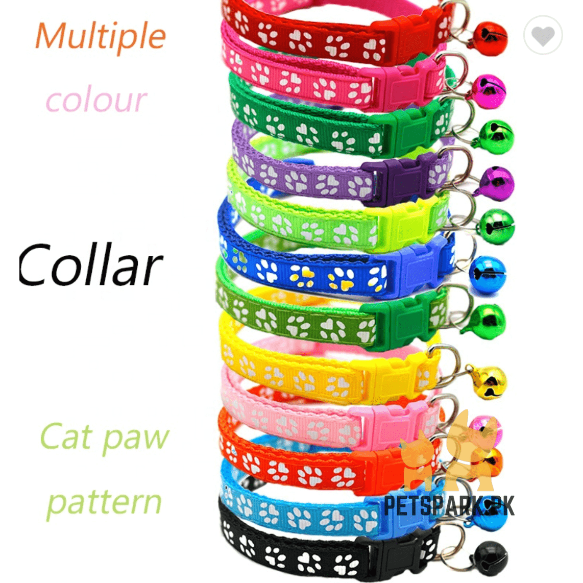 Cute Cat Collar with Printed Paws pets-park-pk