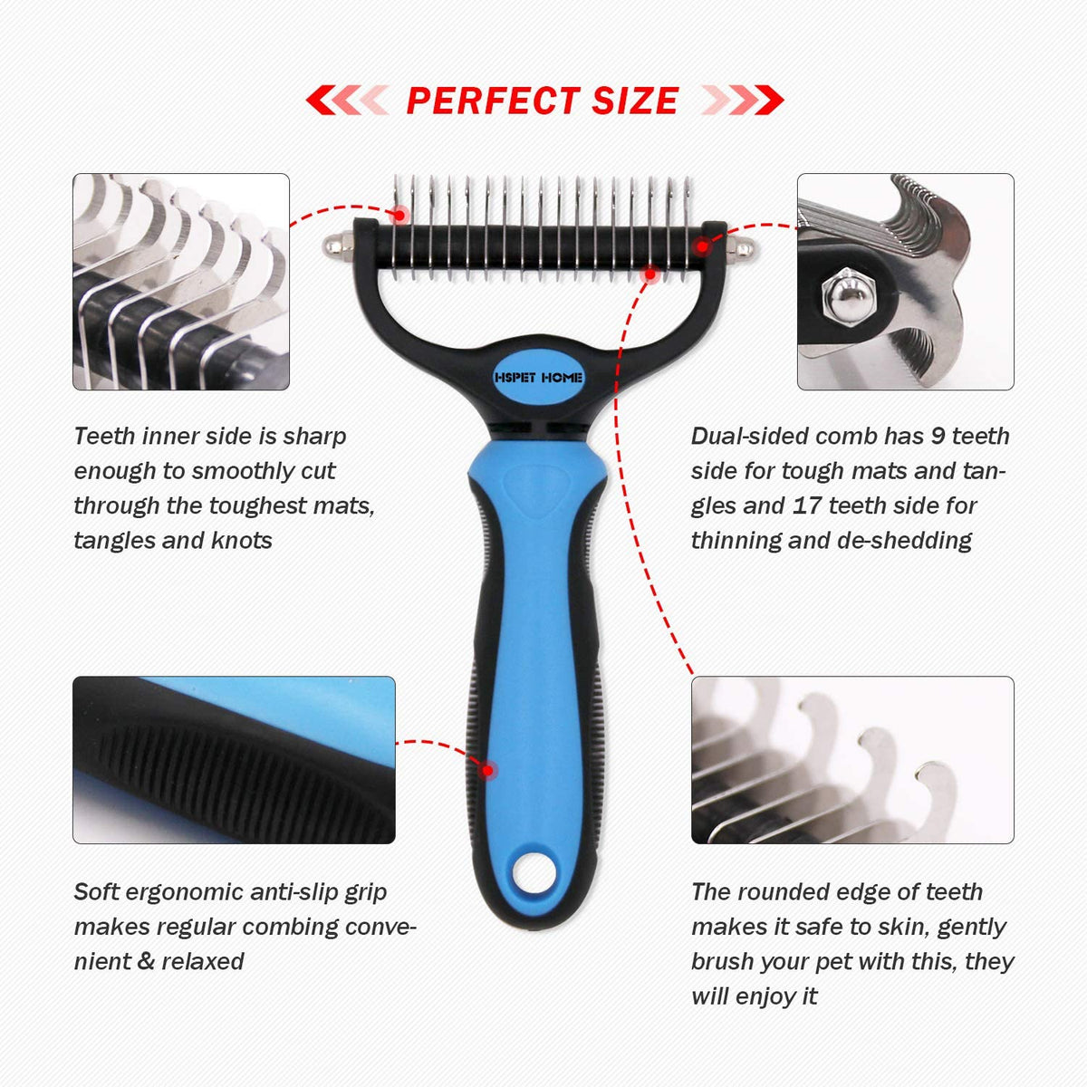 Dual Head Safe Dematting Comb - 2-in-1 Grooming Tool for Mats & Tangles ...