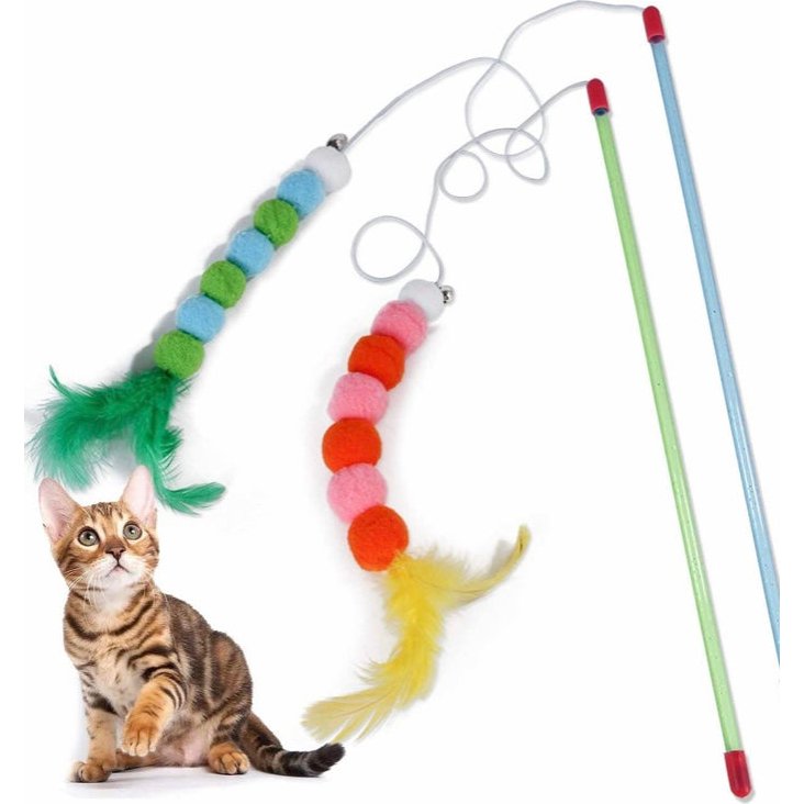 Funny Cat Playing Stick Beads pets-park-pk