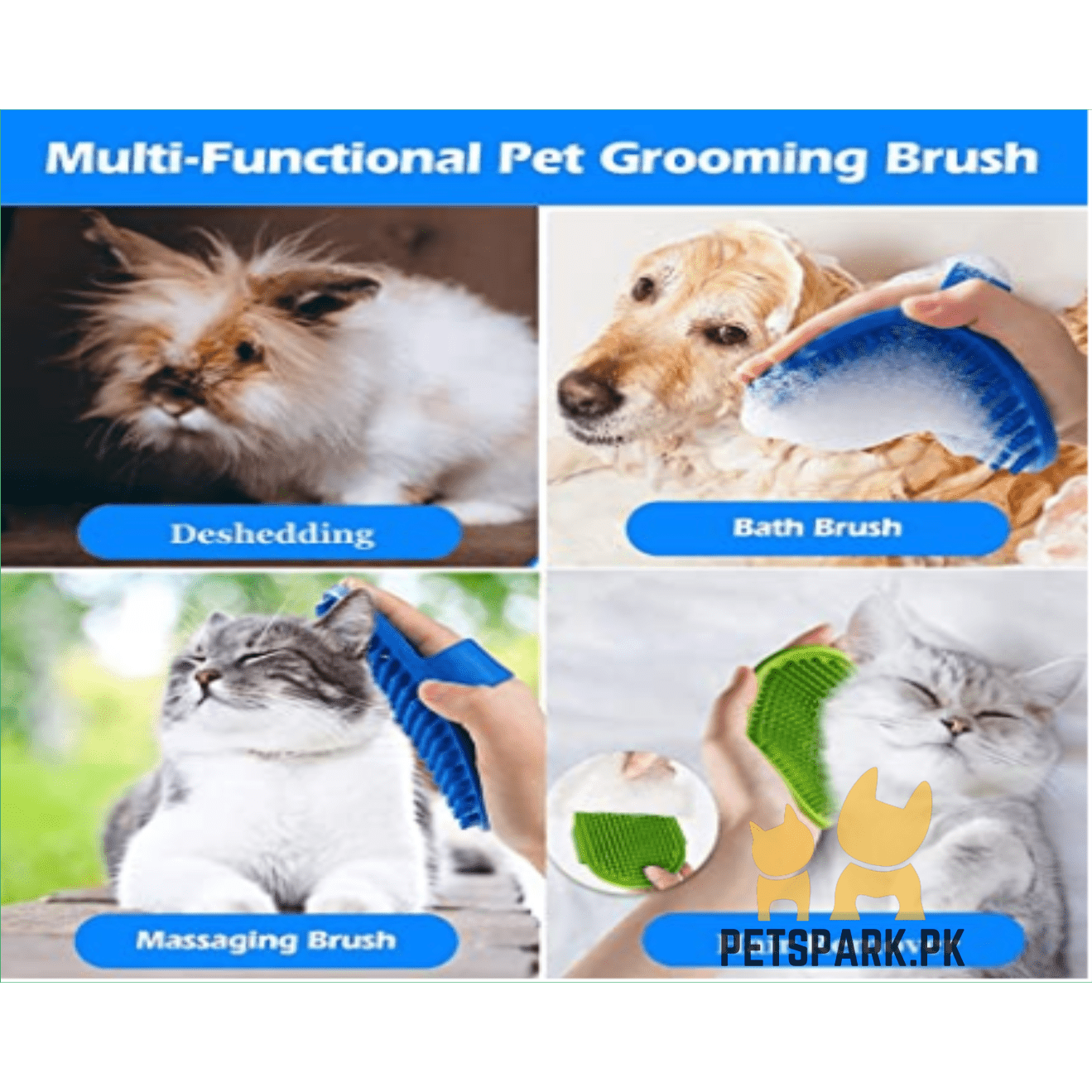 Hand Grooming Silicon Brush for Cats and Dogs pets-park-pk